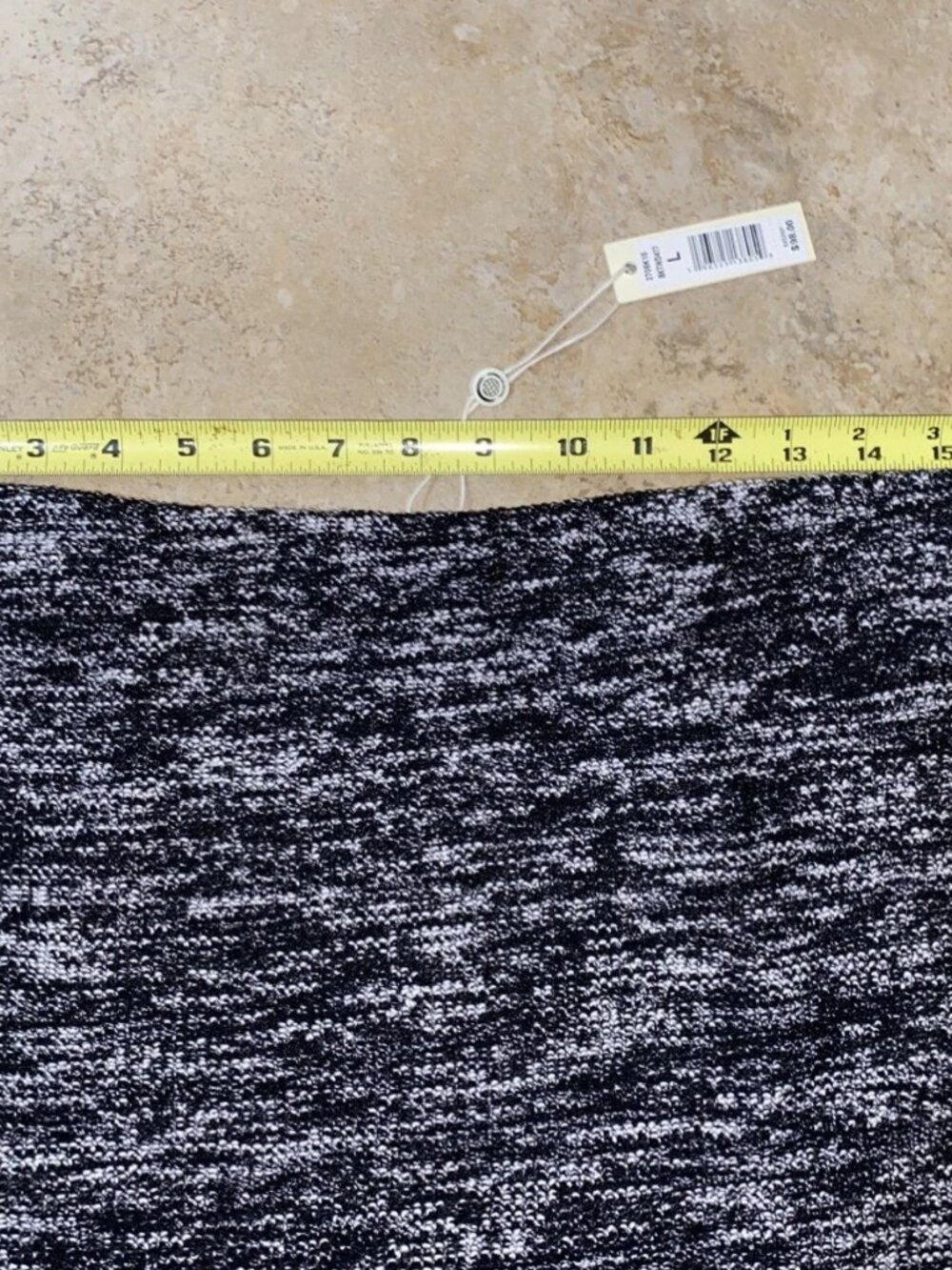 NWT$98 Max Studio Tweed Knit Mini Skirt Black White Elastic Waist New Sz L Large - Picture 6 of 13